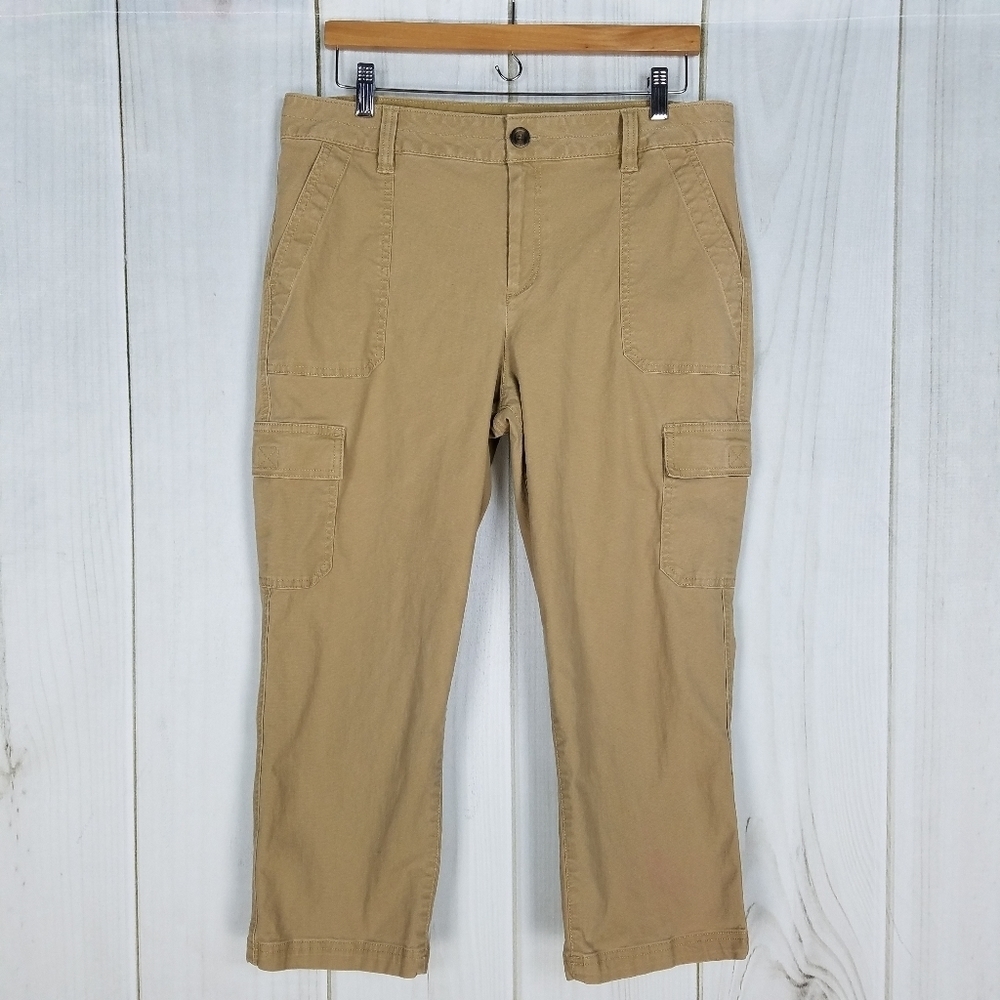 Eddie Bauer Tan High Waist Cropped Cargo Pants